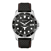 Men's Bulova Black Texas Longhorns Corporate Collection Leather Strap Watch