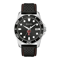 Men's Bulova Black Texas Tech Red Raiders Corporate Collection Leather Strap Watch