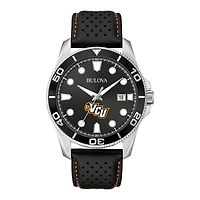 Men's Bulova Black VCU Rams Corporate Collection Leather Strap Watch