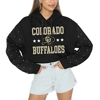 Women's Gameday Couture Black Colorado Buffaloes Can't Lose Rhinestone Cropped Pullover Hoodie