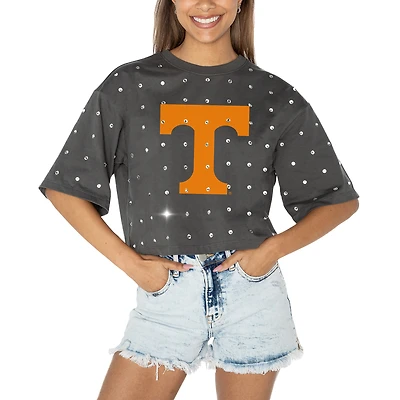 Women's Gameday Couture Gray Tennessee Volunteers Go Time Rhinestone Crop T-Shirt