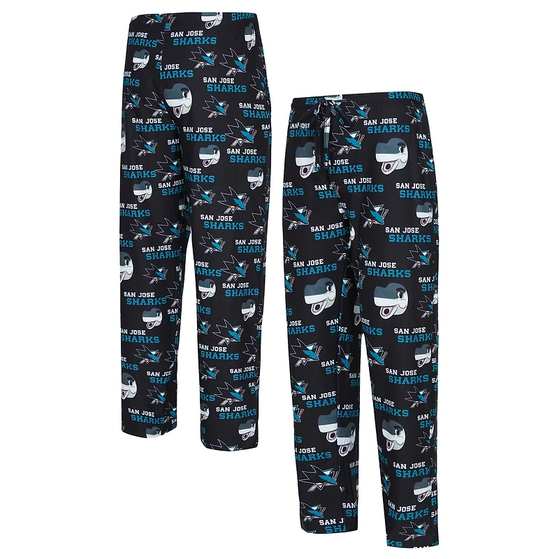 Men's Concepts Sport Black San Jose Sharks All Over Print Knit Pants