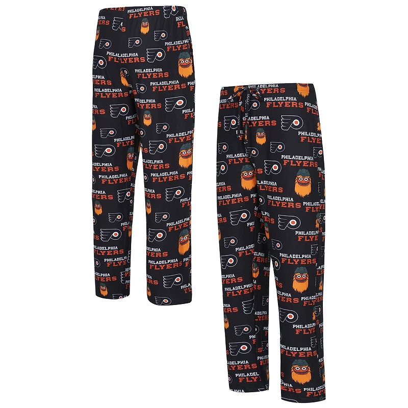Men's Concepts Sport Black Philadelphia Flyers All Over Print Knit Pants