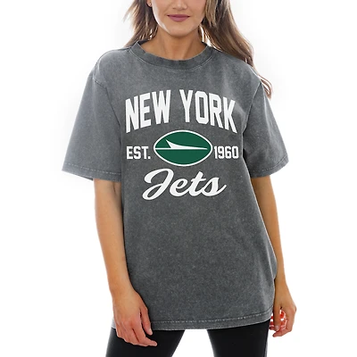 Women's Gameday Couture Gray New York Jets Tackle Titan Relaxed Fit T-Shirt