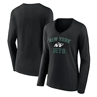 Women's Black New York Jets Victory Arch Long Sleeve V-Neck T-Shirt