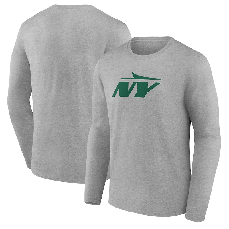 Men's Gray New York Jets Secondary Logo Long Sleeve T-Shirt