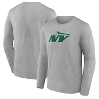 Men's Gray New York Jets Secondary Logo Long Sleeve T-Shirt
