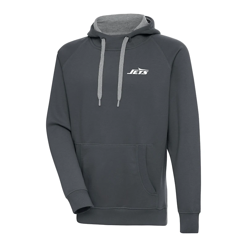 Men's Antigua  Charcoal New York Jets  Victory Pullover Hoodie