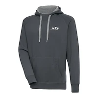 Men's Antigua  Charcoal New York Jets  Victory Pullover Hoodie