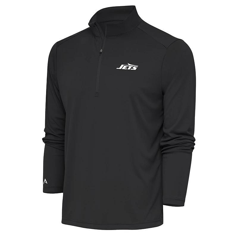 Men's Antigua  Gray New York Jets  Tribute Quarter-Zip Pullover Top