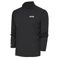 Men's Antigua  Gray New York Jets  Tribute Quarter-Zip Pullover Top