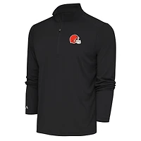 Men's Antigua  Black Cleveland Browns Tribute Quarter-Zip Pullover Top