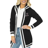 Women's Gameday Couture Black South Carolina Gamecocks Stripe Detail Tri-Blend Hoodie Cardigan Sweater