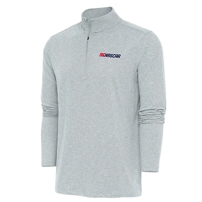 Men's Antigua  Heather Gray NASCAR Patriotic Hunk Quarter-Zip Pullover Top