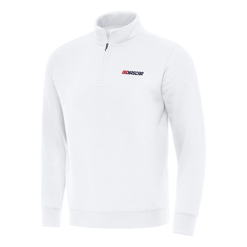 Men's Antigua White NASCAR Patriotic Victory Quarter-Zip Jacket