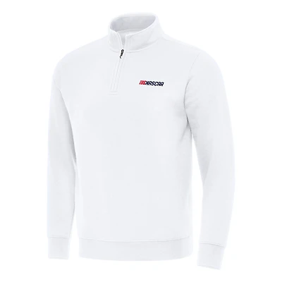 Men's Antigua White NASCAR Patriotic Victory Quarter-Zip Jacket