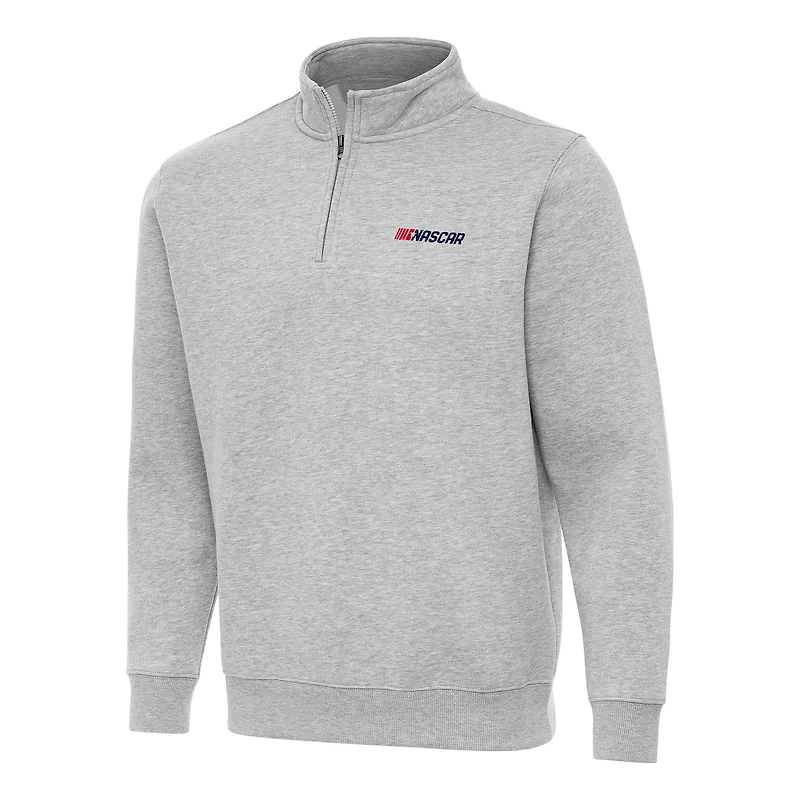 Men's Antigua  Heather Gray NASCAR Patriotic Victory Quarter-Zip Jacket