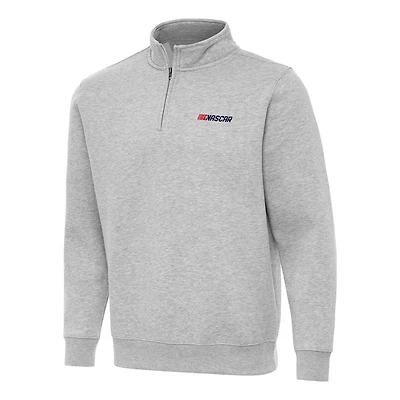 Men's Antigua  Heather Gray NASCAR Patriotic Victory Quarter-Zip Jacket