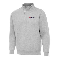 Men's Antigua  Heather Gray NASCAR Patriotic Victory Quarter-Zip Jacket