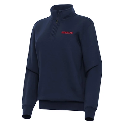 Women's Antigua  Navy NASCAR Patriotic Victory Quarter-Zip Jacket