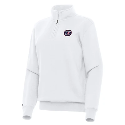 Women's Antigua White NASCAR Salutes Victory Quarter-Zip Jacket