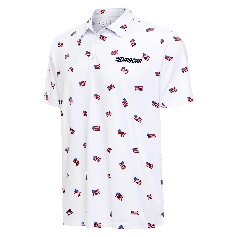 Men's Antigua  White NASCAR Patriotic Americana Polo