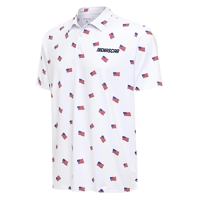 Men's Antigua  White NASCAR Patriotic Americana Polo