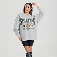 Women's Gameday Couture Gray Michigan State Spartans Basketball Premium Fleece Drop Pullover Sweatshirt