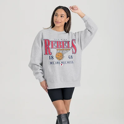 Women's Gameday Couture Gray Ole Miss Rebels Basketball Premium Fleece Drop Pullover Sweatshirt