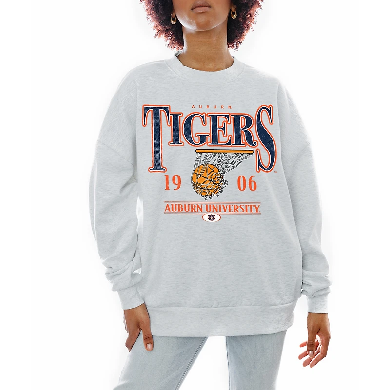 Women's Gameday Couture Gray Auburn Tigers Basketball Premium Fleece Drop Pullover Sweatshirt