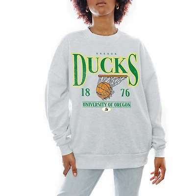 Women's Gameday Couture Gray Oregon Ducks Basketball Premium Fleece Drop Pullover Sweatshirt
