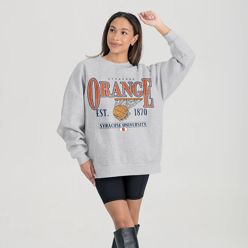 Women's Gameday Couture Gray Syracuse Orange Basketball Premium Fleece Drop Pullover Sweatshirt