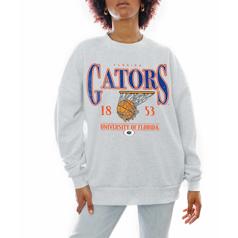 Women's Gameday Couture Gray Florida Gators Basketball Premium Fleece Drop Pullover Sweatshirt
