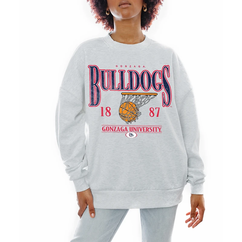 Women's Gameday Couture Gray Gonzaga Bulldogs Basketball Premium Fleece Drop Pullover Sweatshirt