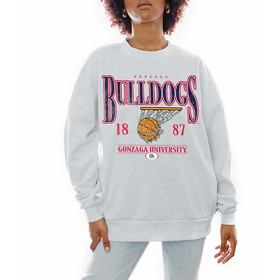 Women's Gameday Couture Gray Gonzaga Bulldogs Basketball Premium Fleece Drop Pullover Sweatshirt