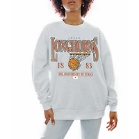 Women's Gameday Couture Gray Texas Longhorns Basketball Premium Fleece Drop Pullover Sweatshirt