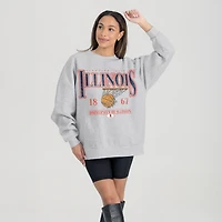 Women's Gameday Couture Gray Illinois Fighting Illini Basketball Premium Fleece Drop Pullover Sweatshirt