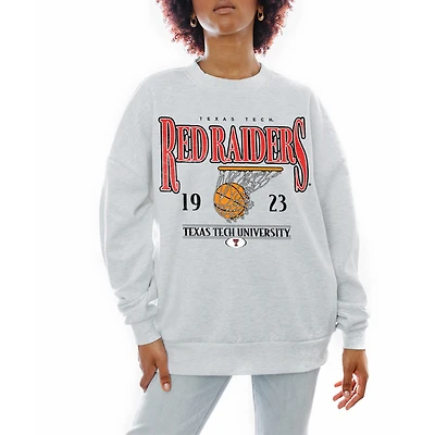 Women's Gameday Couture Gray Texas Tech Red Raiders Basketball Premium Fleece Drop Pullover Sweatshirt