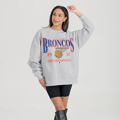 Women's Gameday Couture Gray Boise State Broncos Basketball Premium Fleece Drop Pullover Sweatshirt