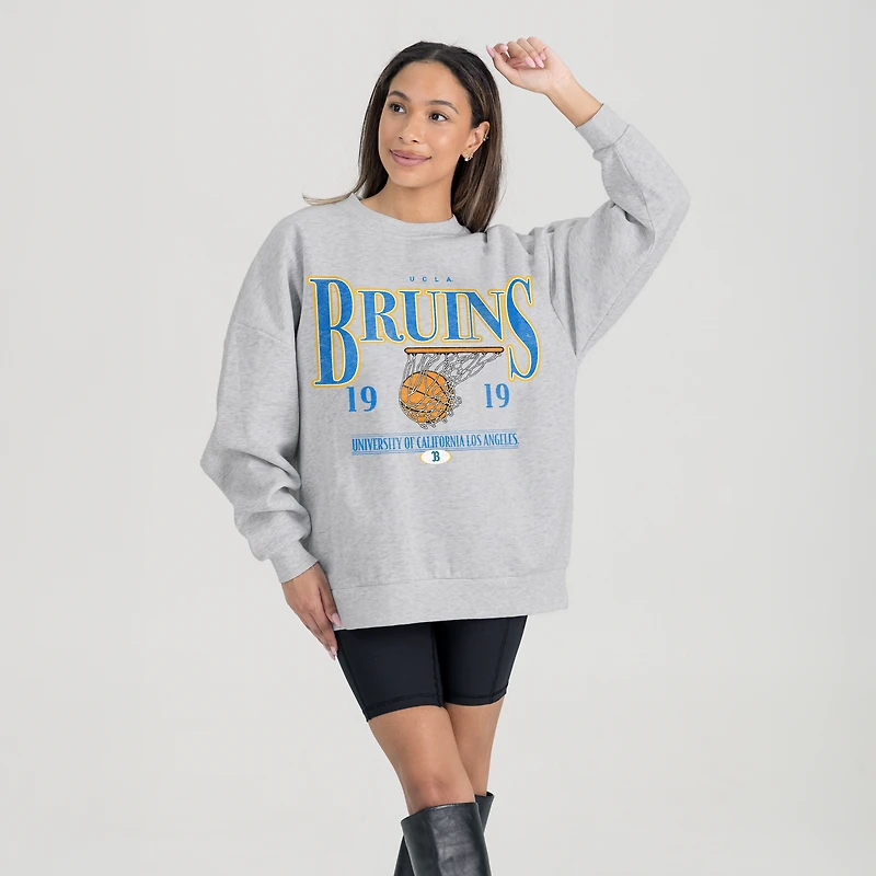 Women's Gameday Couture Gray UCLA Bruins Basketball Premium Fleece Drop Pullover Sweatshirt