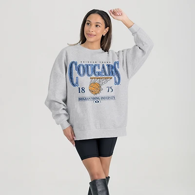 Women's Gameday Couture Gray BYU Cougars Basketball Premium Fleece Drop Pullover Sweatshirt