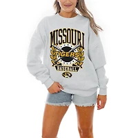 Women's Gameday Couture Gray Missouri Tigers Baseball Premium Fleece Drop Pullover Sweatshirt