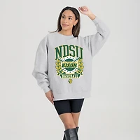 Women's Gameday Couture Gray NDSU Bison Baseball Premium Fleece Drop Pullover Sweatshirt