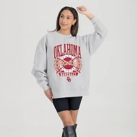 Women's Gameday Couture Gray Oklahoma Sooners Baseball Premium Fleece Drop Pullover Sweatshirt