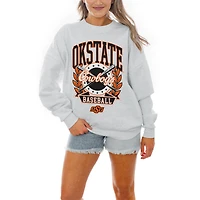 Women's Gameday Couture Gray Oklahoma State Cowboys Baseball Premium Fleece Drop Pullover Sweatshirt