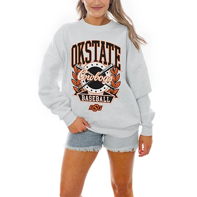 Women's Gameday Couture Gray Oklahoma State Cowboys Baseball Premium Fleece Drop Pullover Sweatshirt