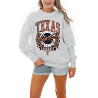 Women's Gameday Couture Gray Texas Longhorns Baseball Premium Fleece Drop Pullover Sweatshirt