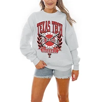 Women's Gameday Couture Gray Texas Tech Red Raiders Baseball Premium Fleece Drop Pullover Sweatshirt
