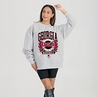 Women's Gameday Couture Gray Georgia Bulldogs Baseball Premium Fleece Drop Pullover Sweatshirt