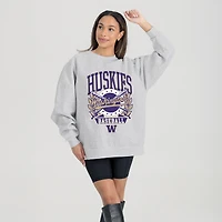 Women's Gameday Couture Gray Washington Huskies Baseball Premium Fleece Drop Pullover Sweatshirt
